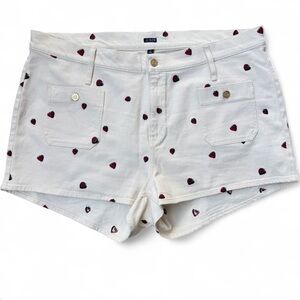 J. Crew White Denim Shorts with Red Strawberry Print